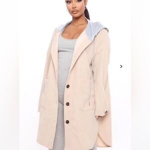 Fashion nova Gray and Beige Hooded Coat